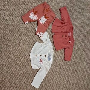 Pink & White Preemie Cardigans w/Pants by Carters